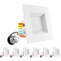 Luxrite 4 Inch Square LED Recessed Can Lights 5 CCT Selectable 2700K-5000K 11W 750LM Dimmable 6-Pack LR23784-6PK